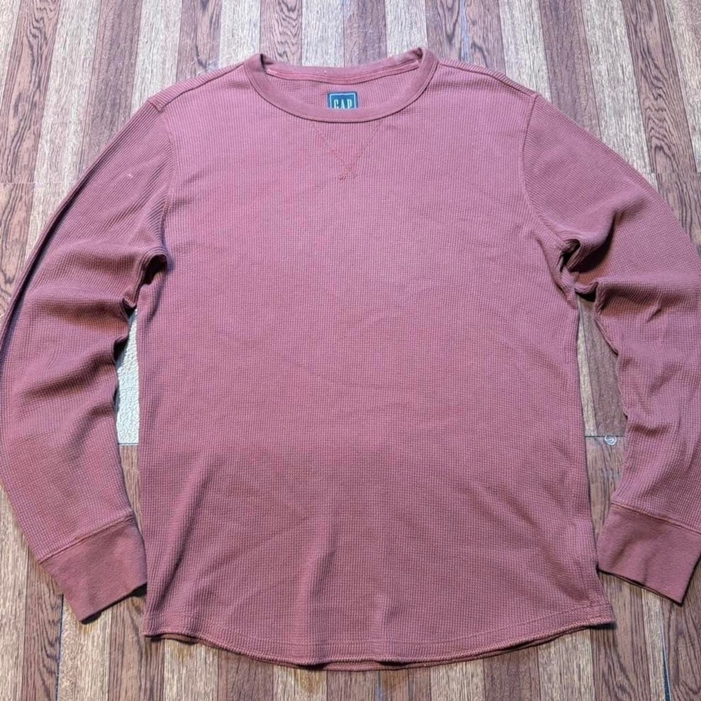 Gap Red Knit Thermal‎ Long Sleeve Essential Shirt Small